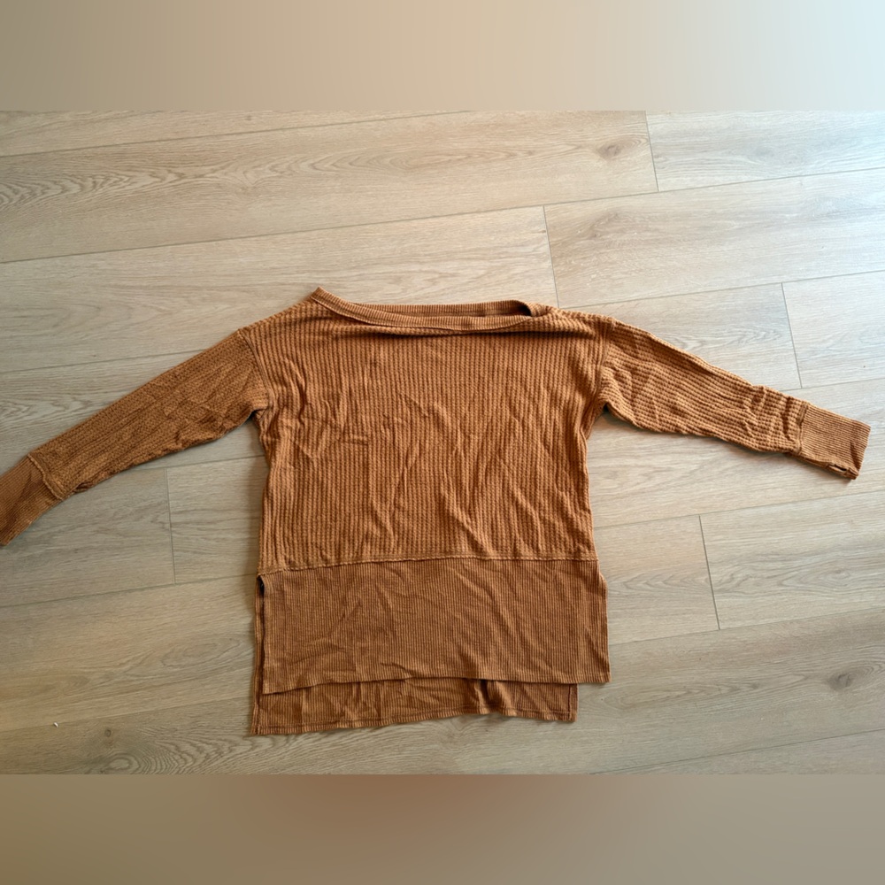 American Eagle Burnt Orange Waffle Knit Top Size Small